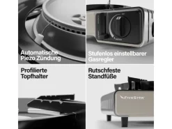 EVOCAMP Campingzubehör|Camping Gaskocher 1-Flammig 2,2 kW mit Piezozündung für 227g Kartuschen