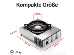 EVOCAMP Campingzubehör|Camping Gaskocher 1-Flammig 2,2 kW mit Piezozündung für 227g Kartuschen