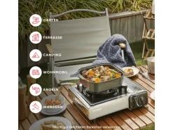 EVOCAMP Campingzubehör|Camping Gaskocher 1-Flammig 2,2 kW mit Piezozündung für 227g Kartuschen