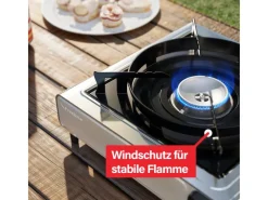 EVOCAMP Campingzubehör|Camping Gaskocher 1-Flammig 2,2 kW mit Piezozündung für 227g Kartuschen