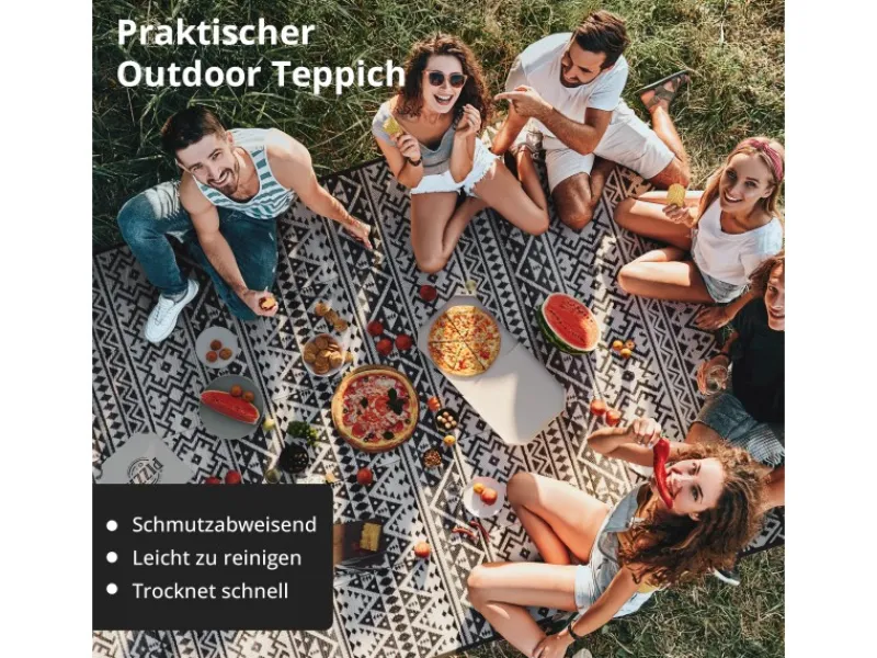 Outdoor-Teppich 250 x 400 cm Wetterfest Picknickdecke Kunststofffasern*EVOCAMP Best