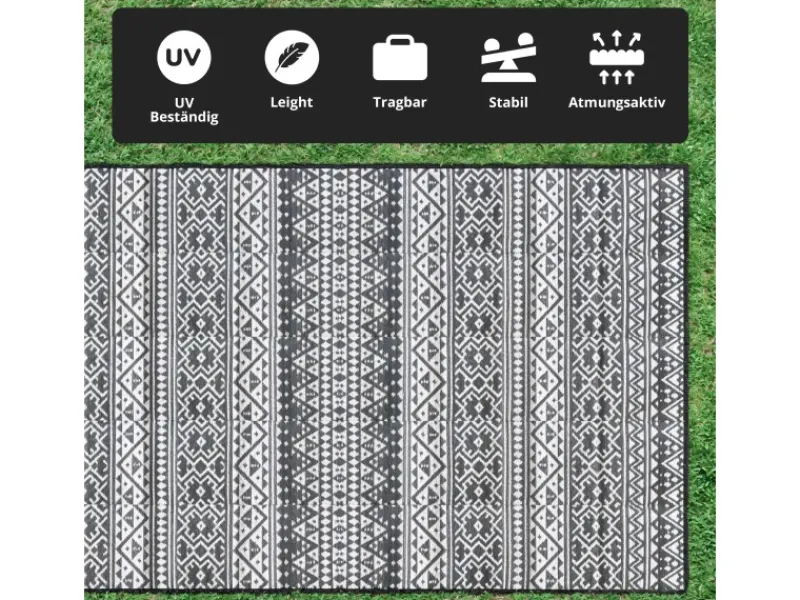 Outdoor-Teppich 250 x 400 cm Wetterfest Picknickdecke Kunststofffasern*EVOCAMP Best