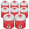 EVOCAMP Wassersport|Propan Butan 8 Stück Gaskartusche 450g Schraubkartusche Eurogewinde Sicherheitsverschluss für Campingkocher