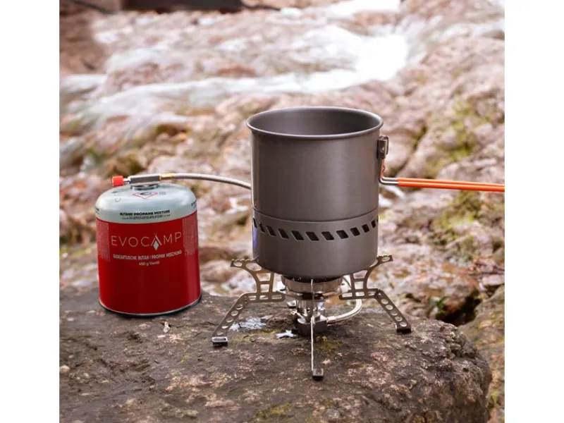 EVOCAMP Wassersport|Propan Butan 8 Stück Gaskartusche 450g Schraubkartusche Eurogewinde Sicherheitsverschluss für Campingkocher