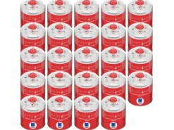 EVOCAMP Campingzubehör|Propan Butan 24 Stück Gaskartusche 450g Schraubkartusche Eurogewinde Sicherheitsverschluss für Campingkocher