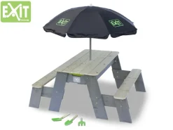 Exit Toys Wasserspielzeug|EXIT Aksent Sand,- Wasser- und Picknicktisch-2 Bänke, Sonnenschirm, Gartenwerkz.