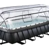 Exit Toys Pool Abdeckung|Aufstellpools|Exit Black Leather Pool Schwarz 540x250x100 cm Sandfilterp., Abdeckung, Wärmep.