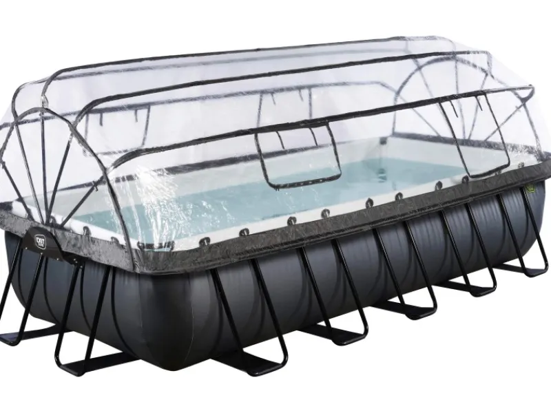 Exit Toys Pool Abdeckung|Aufstellpools|Exit Black Leather Pool Schwarz 540x250x100 cm Sandfilterp., Abdeckung, Wärmep.