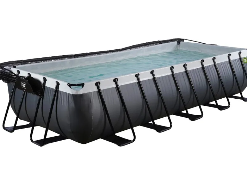 Exit Toys Pool Abdeckung|Aufstellpools|Exit Black Leather Pool Schwarz 540x250x100 cm Sandfilterp., Abdeckung, Wärmep.