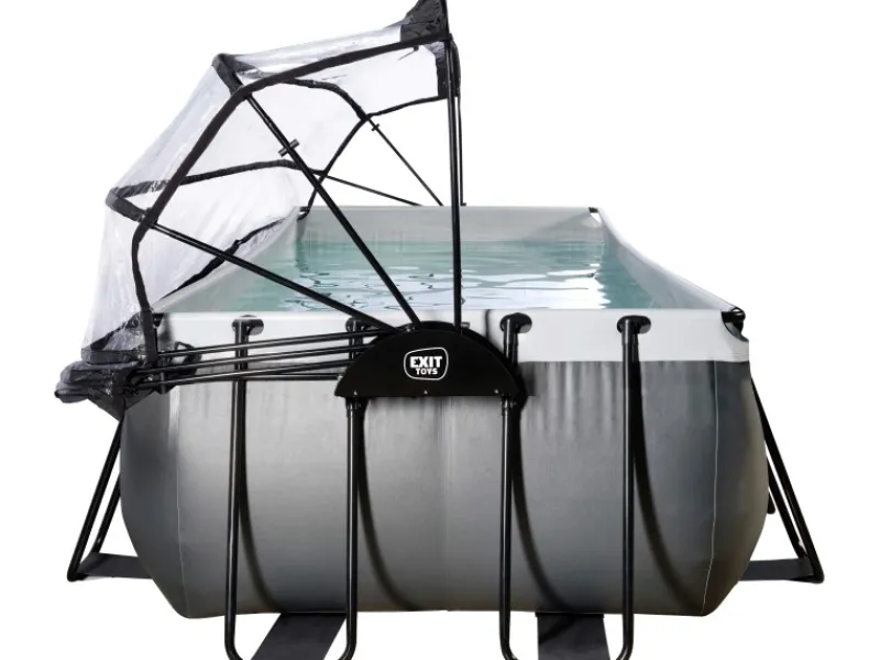 Exit Toys Pool Abdeckung|Aufstellpools|Exit Black Leather Pool Schwarz 540x250x100 cm Sandfilterp., Abdeckung, Wärmep.