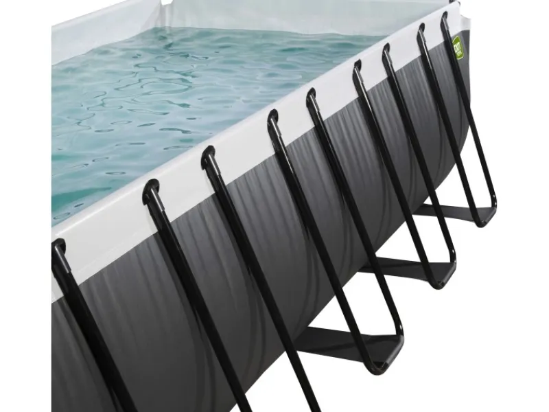 Exit Toys Pool Abdeckung|Aufstellpools|Exit Black Leather Pool Schwarz 540x250x100 cm Sandfilterp., Abdeckung, Wärmep.