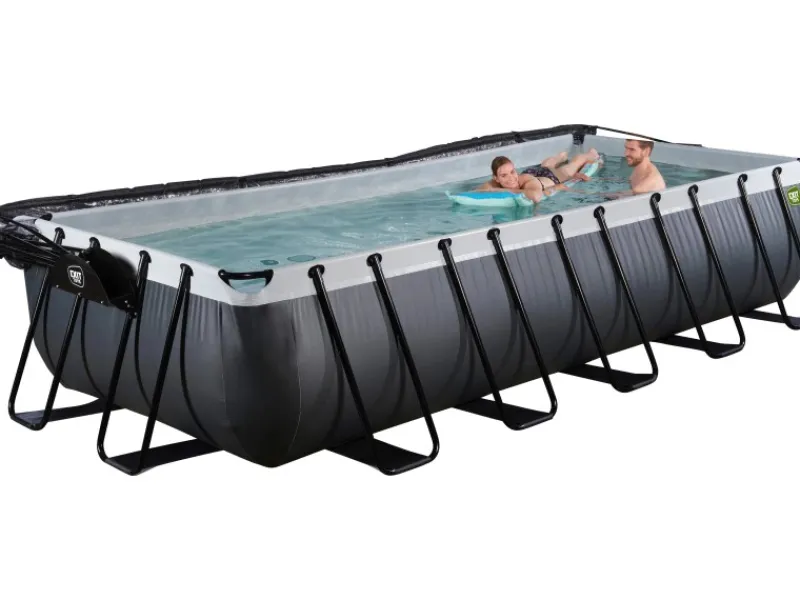 Exit Toys Pool Abdeckung|Aufstellpools|Exit Black Leather Pool Schwarz 540x250x100 cm Sandfilterp., Abdeckung, Wärmep.