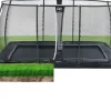 Exit Toys Trampoline|EXIT Dynamic Ebenerdiges Trampolin 244 cm x 427 cm mit Sicherheitsnetz Schwarz