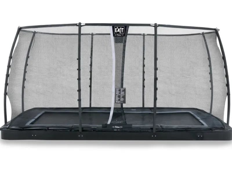 Exit Toys Trampoline|EXIT Dynamic Ebenerdiges Trampolin 244 cm x 427 cm mit Sicherheitsnetz Schwarz