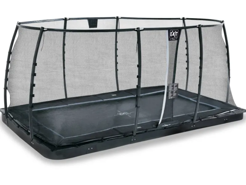 Exit Toys Trampoline|EXIT Dynamic Ebenerdiges Trampolin 244 cm x 427 cm mit Sicherheitsnetz Schwarz
