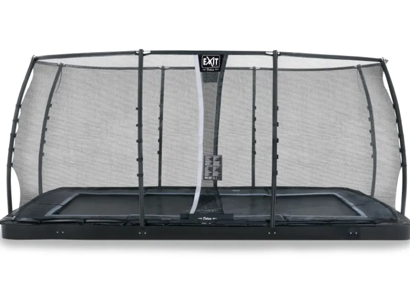 Exit Toys Trampoline|EXIT Dynamic Ebenerdiges Trampolin 305 cm x 519 cm mit Sicherheitsnetz Schwarz