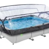 Exit Toys Aufstellpools|Pool Abdeckung|EXIT Soft Grey Pool Grau 300 x 200 x 65 cm m. Filterpumpe u. Abdeckung