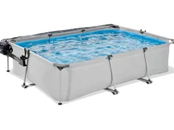 Exit Toys Aufstellpools|Pool Abdeckung|EXIT Soft Grey Pool Grau 300 x 200 x 65 cm m. Filterpumpe u. Abdeckung