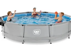EXIT Soft Grey Pool Grau ø 360 x 76 cm m. Filterpumpe u. Abdeckung*Exit Toys Outlet