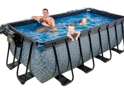 Exit Toys Pool Abdeckung|EXIT Stone Pool Grau 400 x 200 x 122 cm m. Sandfilterpumpe u. Abdeckung