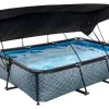EXIT Stone Pool Grau 300 x 200 x 65 cm m. Filterpumpe u. Sonnensegel*Exit Toys Discount