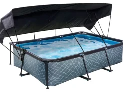 EXIT Stone Pool Grau 300 x 200 x 65 cm m. Filterpumpe u. Sonnensegel*Exit Toys Discount