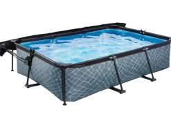 EXIT Stone Pool Grau 300 x 200 x 65 cm m. Filterpumpe u. Sonnensegel*Exit Toys Discount