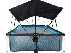 EXIT Stone Pool Grau 300 x 200 x 65 cm m. Filterpumpe u. Sonnensegel*Exit Toys Discount