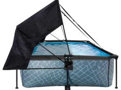 EXIT Stone Pool Grau 300 x 200 x 65 cm m. Filterpumpe u. Sonnensegel*Exit Toys Discount