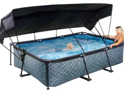 EXIT Stone Pool Grau 300 x 200 x 65 cm m. Filterpumpe u. Sonnensegel*Exit Toys Discount