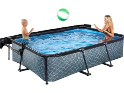 EXIT Stone Pool Grau 300 x 200 x 65 cm m. Filterpumpe u. Sonnensegel*Exit Toys Discount