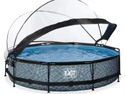 Exit Toys Pool Abdeckung|EXIT Stone Pool Grau Ø360x76cm m. Filterpumpe u. Abdeckung