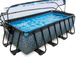EXIT Stone Pool Grau 400x200x100cm m. Sandfilterpumpe u. Abdeckung*Exit Toys Outlet