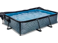 EXIT Stone Pool Grau 300x200x65cm m. Filterpumpe u. Abdeckung*Exit Toys Discount