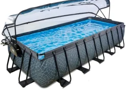 EXIT Stone Pool Grau 540x250x100cm m. Sandfilterpumpe u. Abdeckung*Exit Toys Discount