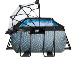 EXIT Stone Pool Grau 540x250x100cm m. Sandfilterpumpe u. Abdeckung*Exit Toys Discount