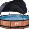 Exit Toys Aufstellpools|EXIT Wood Pool Braun ø 360 x 76 cm m. Filterpumpe u. Sonnensegel