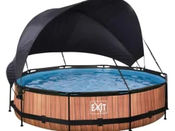 Exit Toys Aufstellpools|EXIT Wood Pool Braun ø 360 x 76 cm m. Filterpumpe u. Sonnensegel