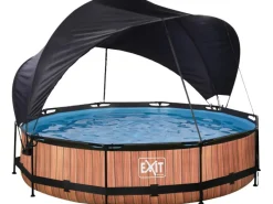 Exit Toys Aufstellpools|EXIT Wood Pool Braun ø 360 x 76 cm m. Filterpumpe u. Sonnensegel