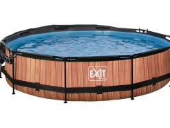Exit Toys Aufstellpools|EXIT Wood Pool Braun ø 360 x 76 cm m. Filterpumpe u. Sonnensegel