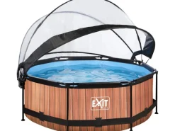 EXIT Wood Pool Braun ø 244 x 76 cm m. Filterpumpe u. Abdeckung*Exit Toys Online