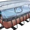 EXIT Wood Pool Braun 400 x 200 x 122 cm m. Sandfilterpumpe u. Abdeckung*Exit Toys Discount
