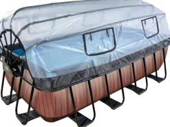 EXIT Wood Pool Braun 400 x 200 x 122 cm m. Sandfilterpumpe u. Abdeckung*Exit Toys Discount
