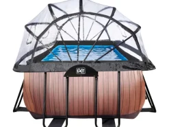 EXIT Wood Pool Braun 400 x 200 x 122 cm m. Sandfilterpumpe u. Abdeckung*Exit Toys Discount