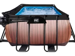 EXIT Wood Pool Braun 400 x 200 x 122 cm m. Sandfilterpumpe u. Abdeckung*Exit Toys Discount