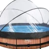 EXIT Wood Pool Braun Ø360x76cm m. Filterpumpe u. Abdeckung*Exit Toys