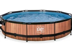 EXIT Wood Pool Braun Ø360x76cm m. Filterpumpe u. Abdeckung*Exit Toys