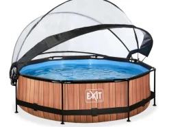 EXIT Wood Pool Braun Ø300x76cm m. Filterpumpe u. Abdeckung*Exit Toys Best