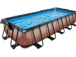 EXIT Wood Pool Braun 540x250x100cm m. Sandfilterpumpe u. Abdeckung*Exit Toys