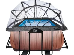EXIT Wood Pool Braun 540x250x100cm m. Sandfilterpumpe u. Abdeckung*Exit Toys